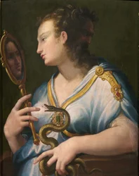 Allegorie de la prudence - Allegory of Prudence par Macchietti, Girolamo (ca. 1535-1592). Olie på lærred, størrelse: 71x57, , Privat samling