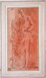 Bacchus (pen og brunt blæk og vask på papir)