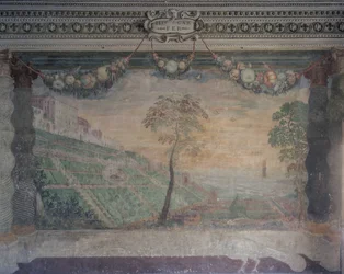 Udsigt over villaen baseret på det originale design, Hall of the Fountain