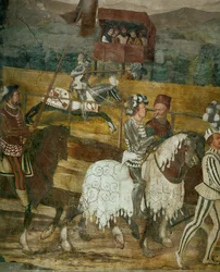 Kong Christian og Bartolomeo Colleoni ser på en turnering (fresko)