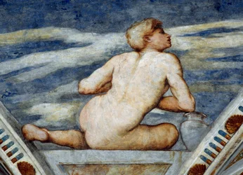 Mand nøgen, Detalje af fresker af Girolamo Romanino (ca 1484-efter 1559), bestilt af Bernardo Clesio