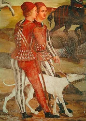 To sider og deres hund, detalje fra en jagtscene, ca. 1520-30