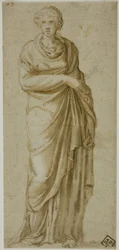 Stående draperet kvindefigur