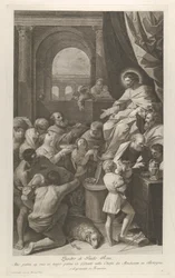 Sankt Job sidder til højre og modtager folkets gaver..., ca. 1760-1800.
