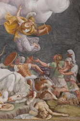 En kamp, detalje, Den trojanske hest, Chamber of Troy (Sala di Troia)