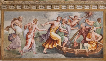 Bortførelsen af Helen, den trojanske hest, Trojas kammer (Sala di Troia)