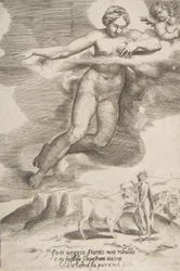 Juno ser Jupiter og Io, fra The Loves of the Gods, 1531-60.