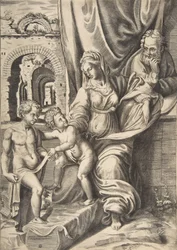 Den hellige familie og spædbarnet Johannes Døberen, 1531-76., 1531-76.