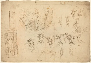 An Ascension and Other Studies (pen og brunt blæk på lagenpapir)