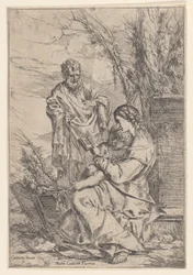 Den hellige familie med jomfruen læser en bog, 1640-60.