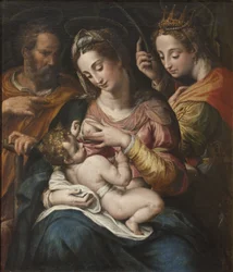 La Sainte Famille et Sainte Catherine - Den hellige familie med den hellige Catherine, af Procaccini, Giulio Cesare (1574-1625). Olie på lærred. Mål: 77x67 cm. Nationalmuseum Stockholm