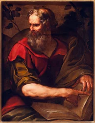 Repræsentation af apostlen Sankt Simon Zeloten (eller Sankt Simon Kananeeren) (Apostlen Simon Zeloten) Maleri af Giulio Cesare Procaccini (1574-1625)
