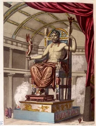 Statue af Jupiter (Zeus) - i "" Det gamle og moderne kostume"" af Ferrario, red. Milano