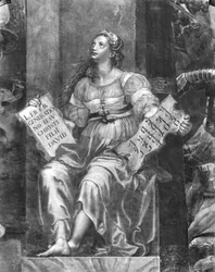 Religion, en af to allegoriske figurer omkring pave Sylvester I (314-35) Raphael Rooms (detaljer) (se også 252792 og 252793)