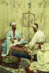 Arabere spiller backgammon i et indre,