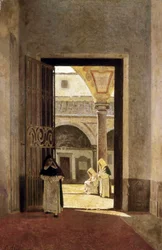 Entré til et dominikanerkloster. Maleri af Giuseppe Abbati (1836-1868). Olie på træ. Cadiz Museum.