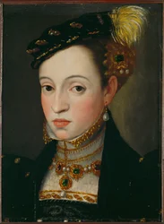 Ærkehertuginde Magdalena, datter af kejser Ferdinand I (olie på træ)