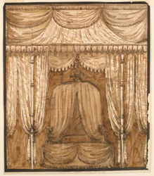 Tegning, Elevation af en sengealkove, ca. 1790