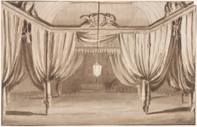 Scenedesign: det indre af et telt