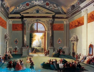 Venetiansk samtale, af Giuseppe Bernardino Bison (1762-1844), olie på lærred, Italien
