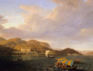 Villa Carlotta i Tremezzo ved Comosøen, af Giuseppe Bisi (1787-1869)