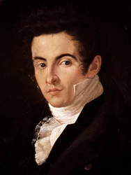 : Portræt af komponisten Vincenzo Bellini (1801-1835). Maleri af Giuseppe Cammarano (1766-1850). Napoli, San Martinos nationalmuseum (San Martino Nationalmuseum)