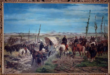 Italiensk militærlejr ved slaget ved Magenta i 1859 (olie på lærred