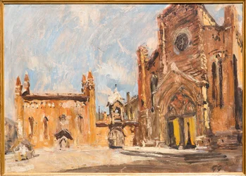Square i Verona (olie på krydsfiner)