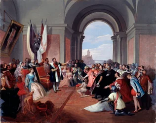Andrea Doria nægter Genovas krone, af Giuseppe Isola (1808-1893), ca. 1868 (olie på lærred)