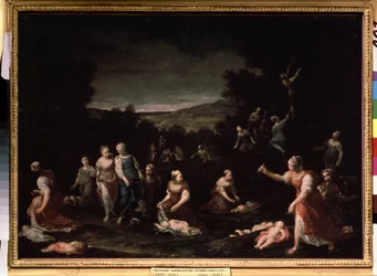 ""Nymphs disarming Cupids"" (Nymphs disarming Cupids) Maleri af Giuseppe Maria Crespi (1665-1747) omkring 1698 Pushkin Museum, Moskva