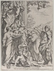 Jomfruen på tronen med tre hellige, 1668.