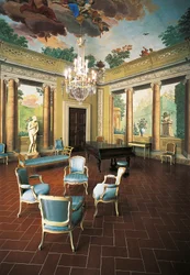 Fresker malet i 1777-1778 af Giuseppe Maria Terreni (1739-1811) i Room of Four Seasons, Villa del Poggio Imperiale (Villa of Imperial Hill), Firenze, Italien