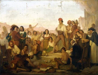 oprøret fra den napolitanske fisker Tommaso Aniello, kendt som Masaniello (1622-1647) i Napoli i 1647. Maleri af Mazza. Milanos Videnskabsmuseum