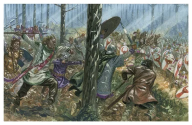 Bagaudaer i baghold mod en romersk legion i Gallien
