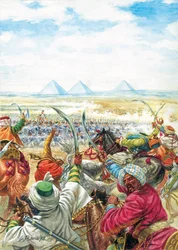 Felttoget (ekspeditionen) i Egypten (1798-1801): "Slaget ved pyramiderne den 21/07/1798 - Det egyptiske felttog: Slaget ved Pyramiderne (Slaget ved Embabeh) udkæmpet den 21. juli