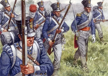 Det første imperium: belgisk eller hollandsk infanteri omkring 1815 - Det første imperium: belgisk eller hollandsk infanteri - Illustration af Giuseppe Rava