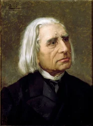 Portræt af den ungarske komponist og pianist Franz Liszt (1811-1886) alder Maleri af Giuseppe Tivoli (1854-1925) Bologna, Civico Museo Bibliografico Musicale