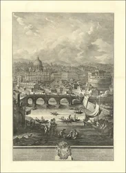 Prospektet over den leoninske by, som kan ses med Vatikanbasilikaen, broen og Castel S. Angelo.