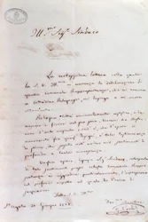 Håndskrevet brev fra Giuseppe Verdi til Bolognas borgmester, da han blev æresborger, 20. juni