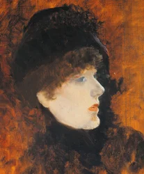 Sarah Bernard, af Giuseppe de Nittis (1846-1884), olie på panel, 35x265 cm