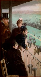 Væddeløbene i Bois de Boulogne. Tilskuere ser på hestevæddeløb. Giuseppe De Nittis (1846-1884), 1881, Rom, Galleria Nazionale d