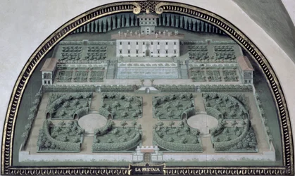 Villa della Pretaia fra en række lunetter, der viser udsigten over Medici-villaerne