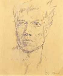 Mandshoved, ca.1920 (kul på papir)
