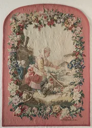 Brandskærmpanel og ramme, ca. 1775.