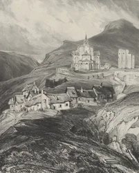 Udvendig apsis af Saint-Nectaire-kirken, 1831.