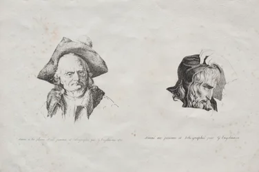 Samling af litografiske essays: To hoveder