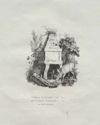 Samling af litografiske essays: A Fountain Imitating Woodcut