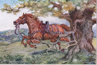 Unshriven: Tom sadel på ryggen, fra Poems of Adam Lindsay Gordon udgivet af T. N. Foulis, 1912