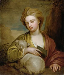 Portræt af en kvinde som St. Agnes, traditionelt identificeret som Catherine Voss, ca. 1705-10 (olie på lærred)