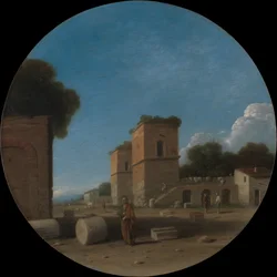 Et romersk landskab med figurer, formentlig 1630